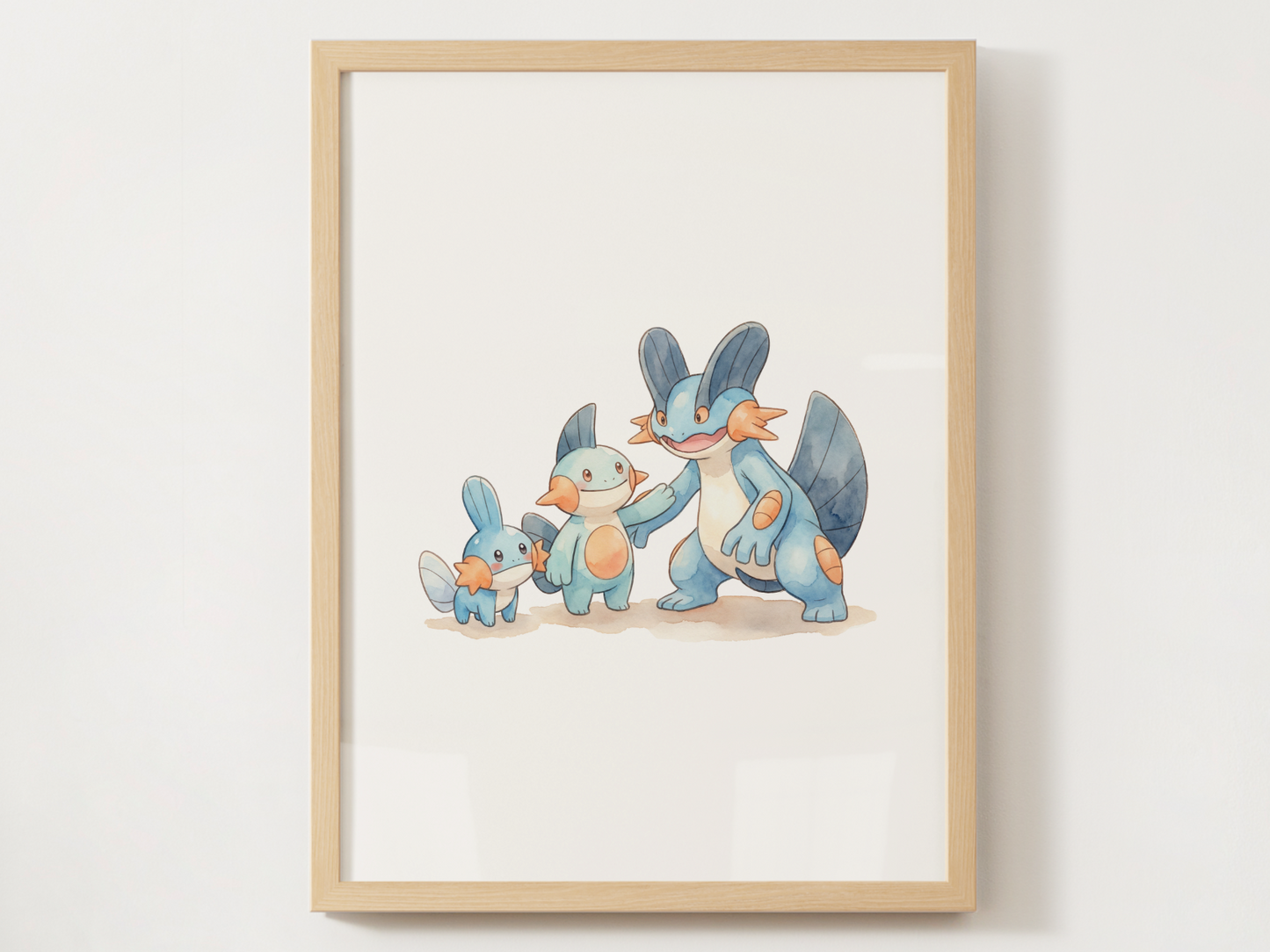 Mudkip Evolution Line Wall Art Printable, Marshtomp Swampert Poster, Pokémon Nursery Decor, Digital Download