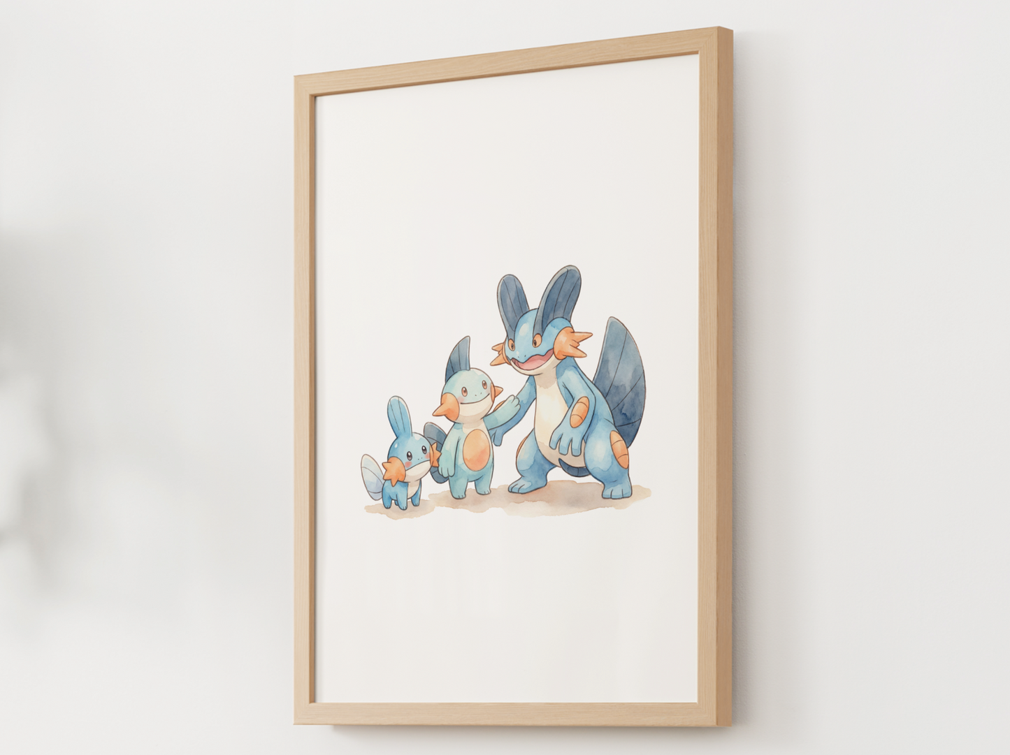 Mudkip Evolution Line Wall Art Printable, Marshtomp Swampert Poster, Pokémon Nursery Decor, Digital Download