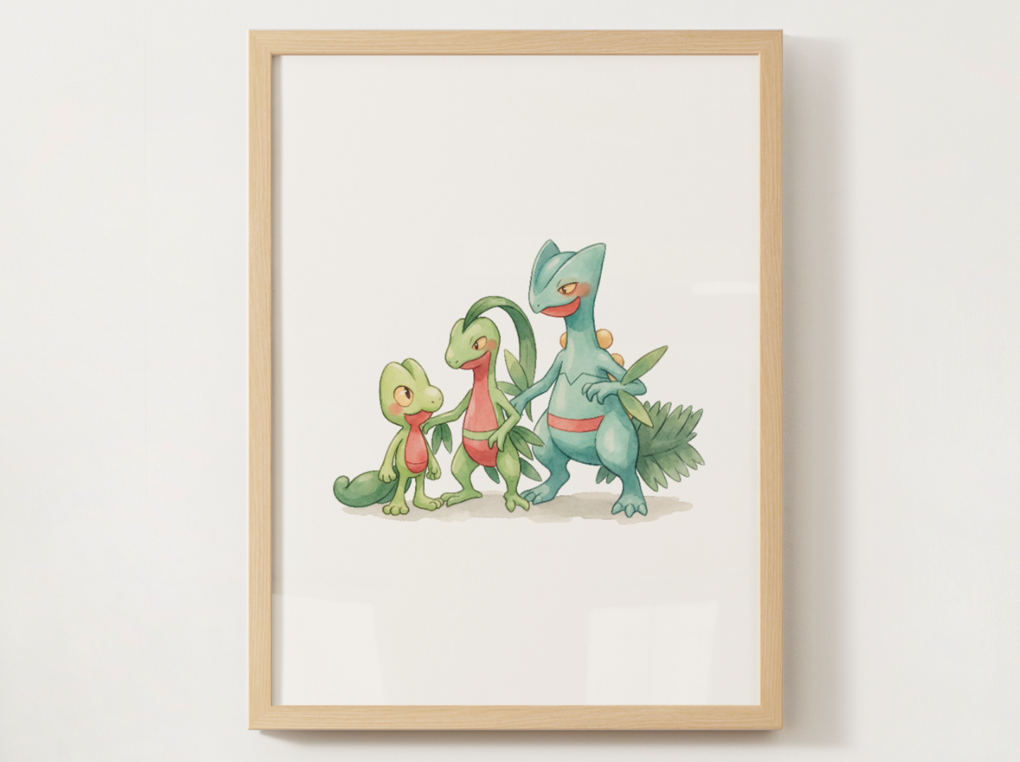 Treecko Evolution Line Wall Art Printable, Grovyle Sceptile Poster, Pokémon Nursery Decor, Digital Download
