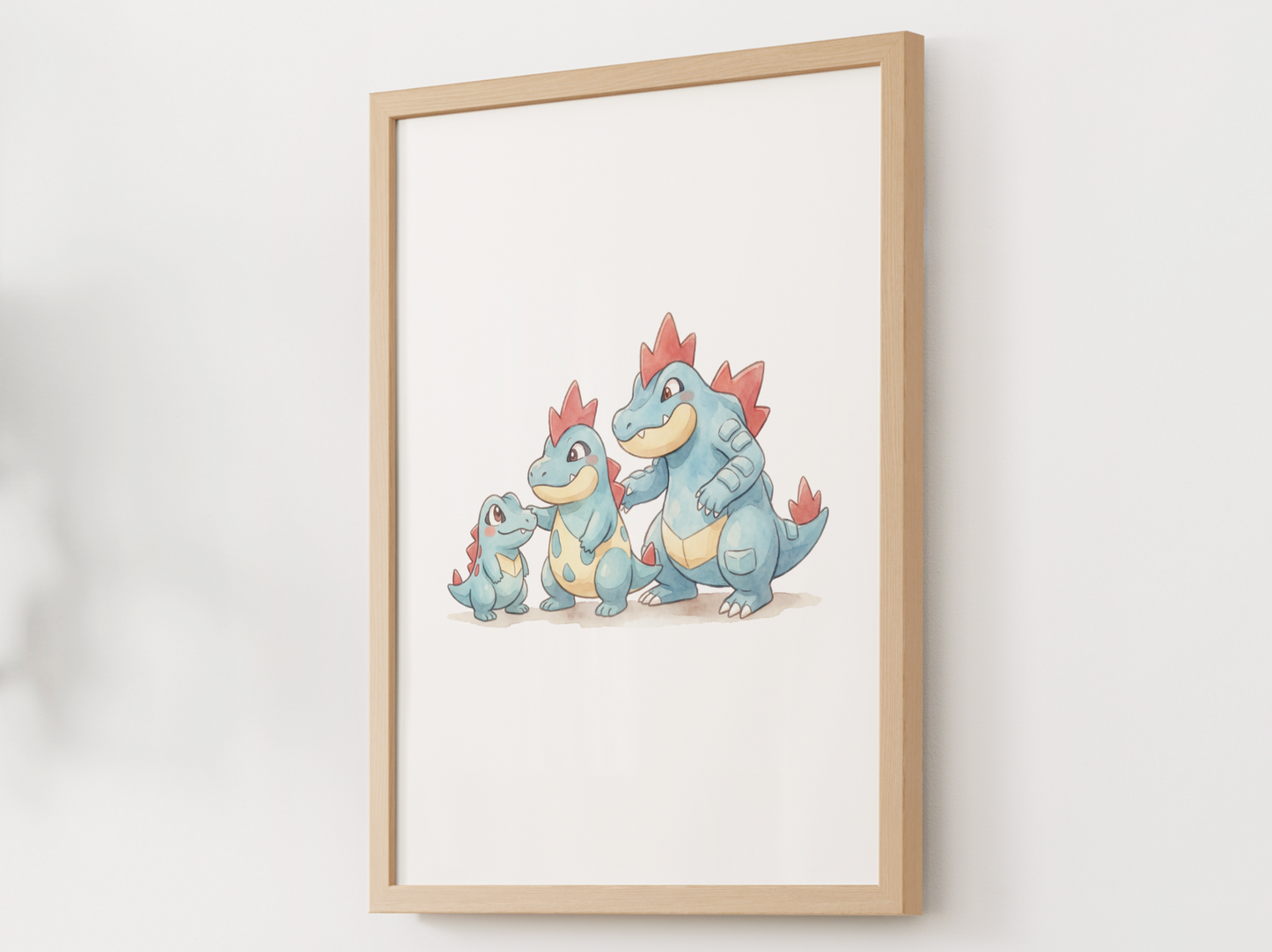 Totodile Evolution Line Wall Art Printable, Croconaw Feraligatr Poster, Pokémon Nursery Decor, Digital Download