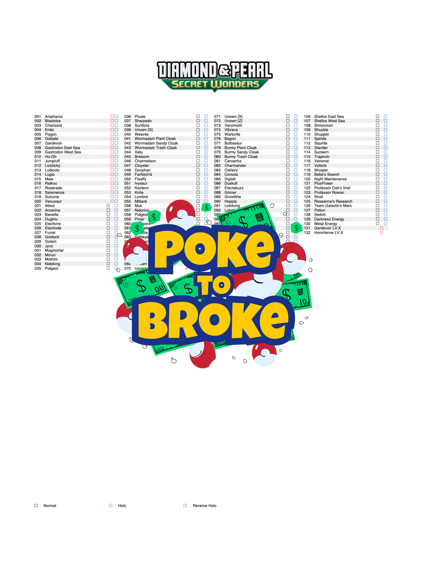 Diamond & Pearl: Secret Wonders Printable Master and Complete Set Binder Placeholders + Checklist (Digital Download)