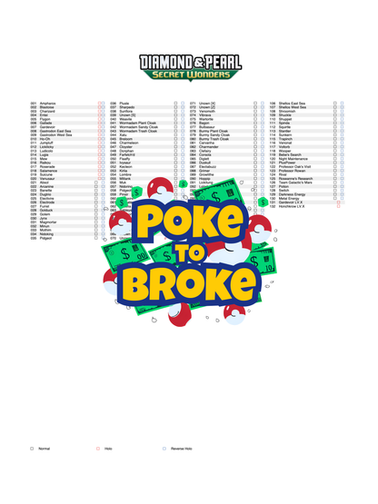 Diamond & Pearl: Secret Wonders Printable Master and Complete Set Binder Placeholders + Checklist (Digital Download)