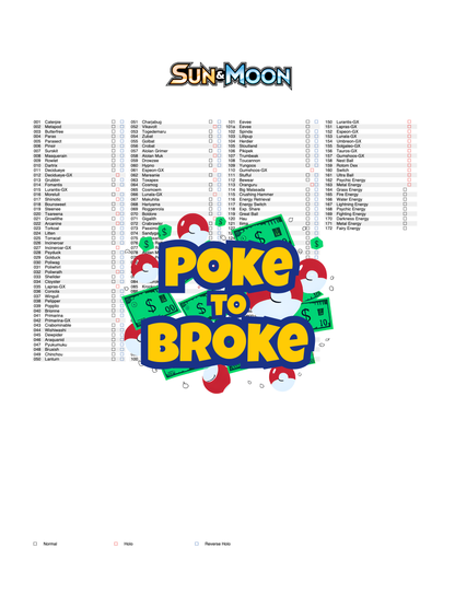 Sun & Moon: Base Set Printable Master and Complete Set Binder Placeholders + Checklist (Digital Download)