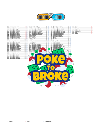 EX: Team Magma vs Team Aqua Printable Master and Complete Set Binder Placeholders + Checklist (Digital Download)