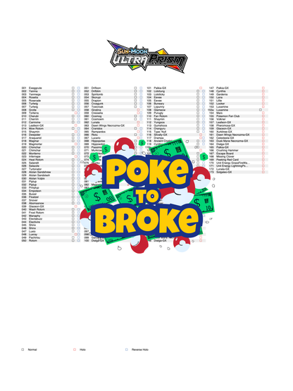 Sun & Moon: Ultra Prism Printable Master and Complete Set Binder Placeholders + Checklist (Digital Download)