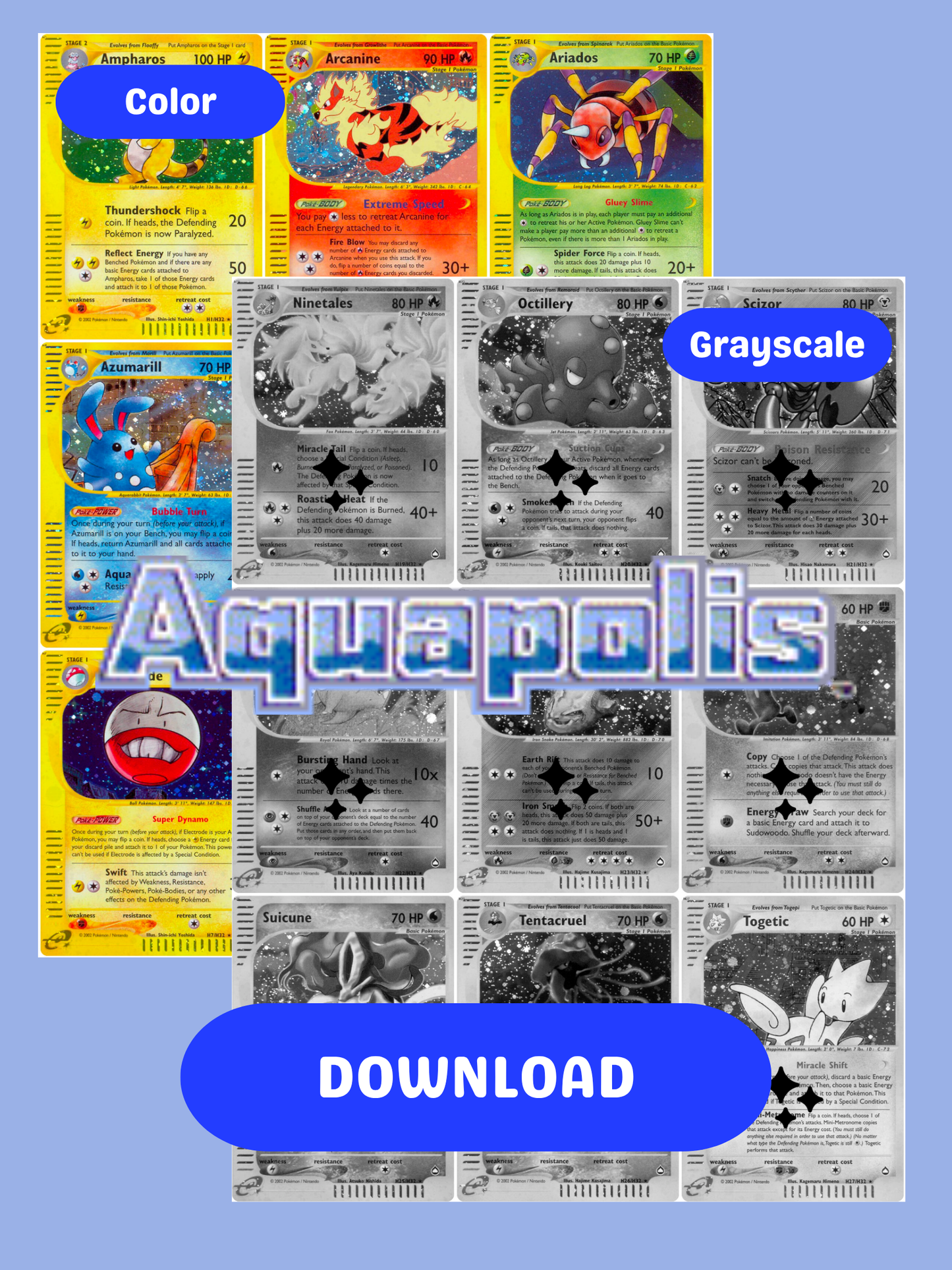 E-Card: Aquapolis Printable Master Set Binder Placeholders + Checklist (Digital Download)