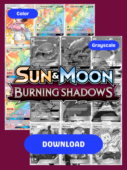 Sun & Moon: Burning Shadows Printable Master and Complete Set Binder Placeholders  + Checklist (Digital Download)
