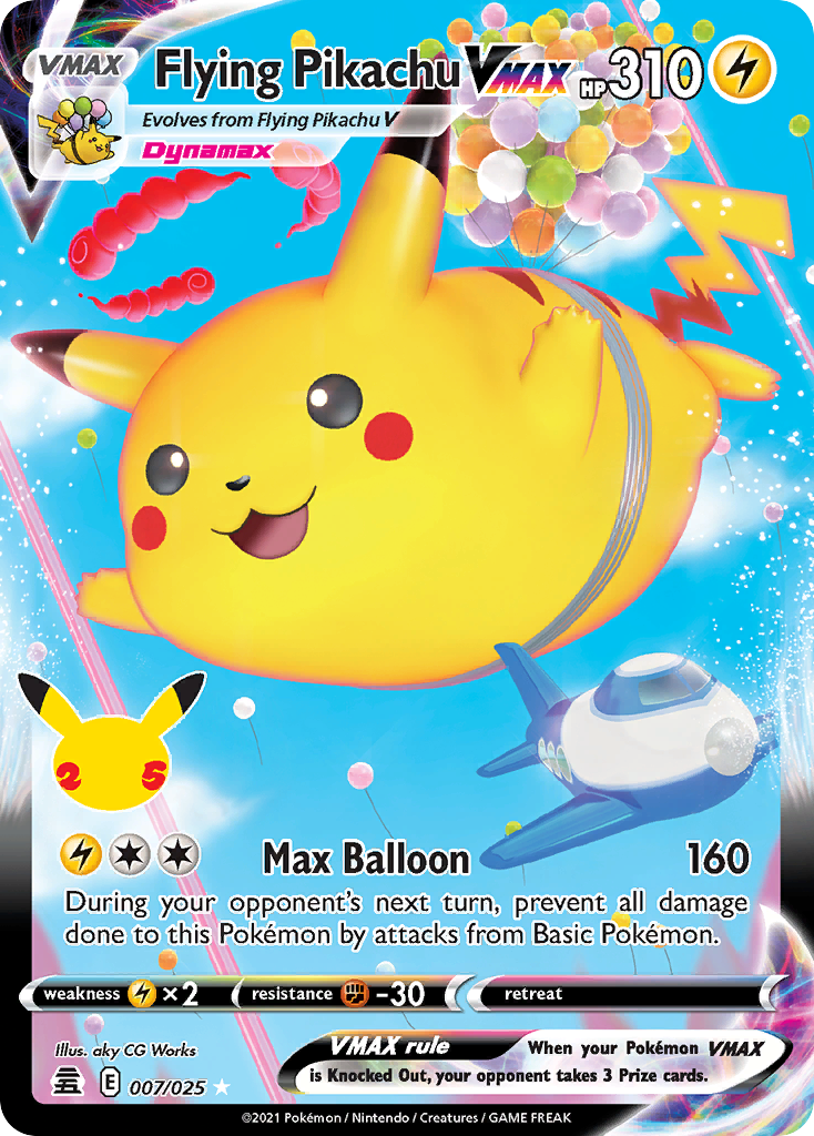 Flying Pikachu VMAX Pokémon Card 007/025 from Celebrations
