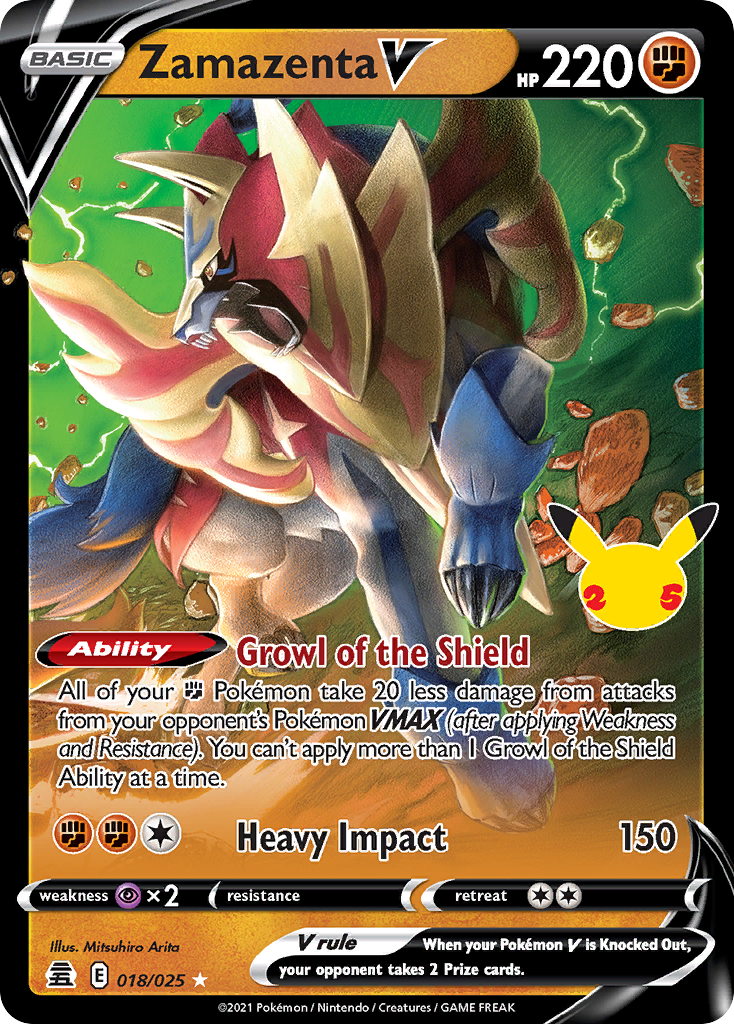 Zamazenta V Pokémon Card 018/025 from Celebrations