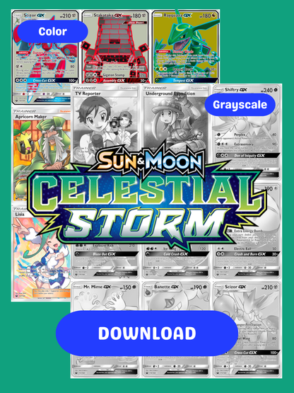 Sun & Moon: Celestial Storm Printable Master and Complete Set Binder Placeholders + Checklist (Digital Download)