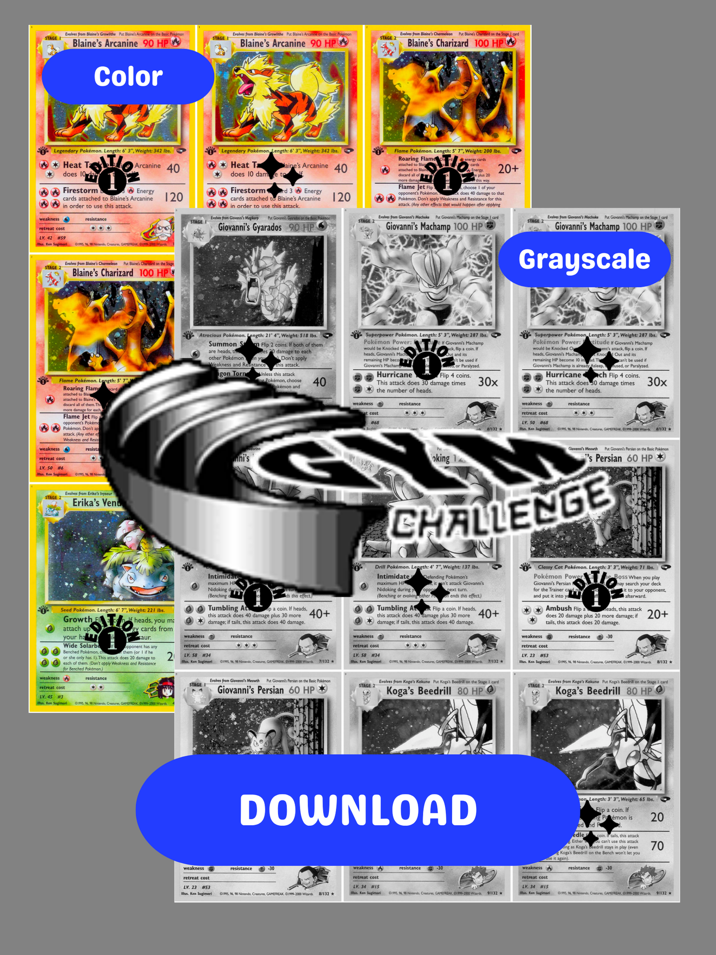 Gym: Challenge Printable Master and Complete Set Binder Placeholders + Checklist (Digital Download)