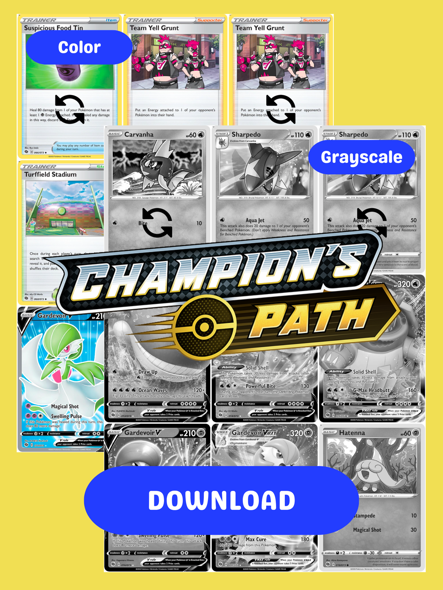 Sword & Shield: Champion's Path Printable Master and Complete Set Binder Placeholders + Checklist (Digital Download)