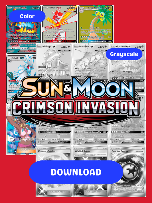 Sun & Moon: Crimson Invasion Printable Master Set Binder Placeholders + Checklist (Digital Download)