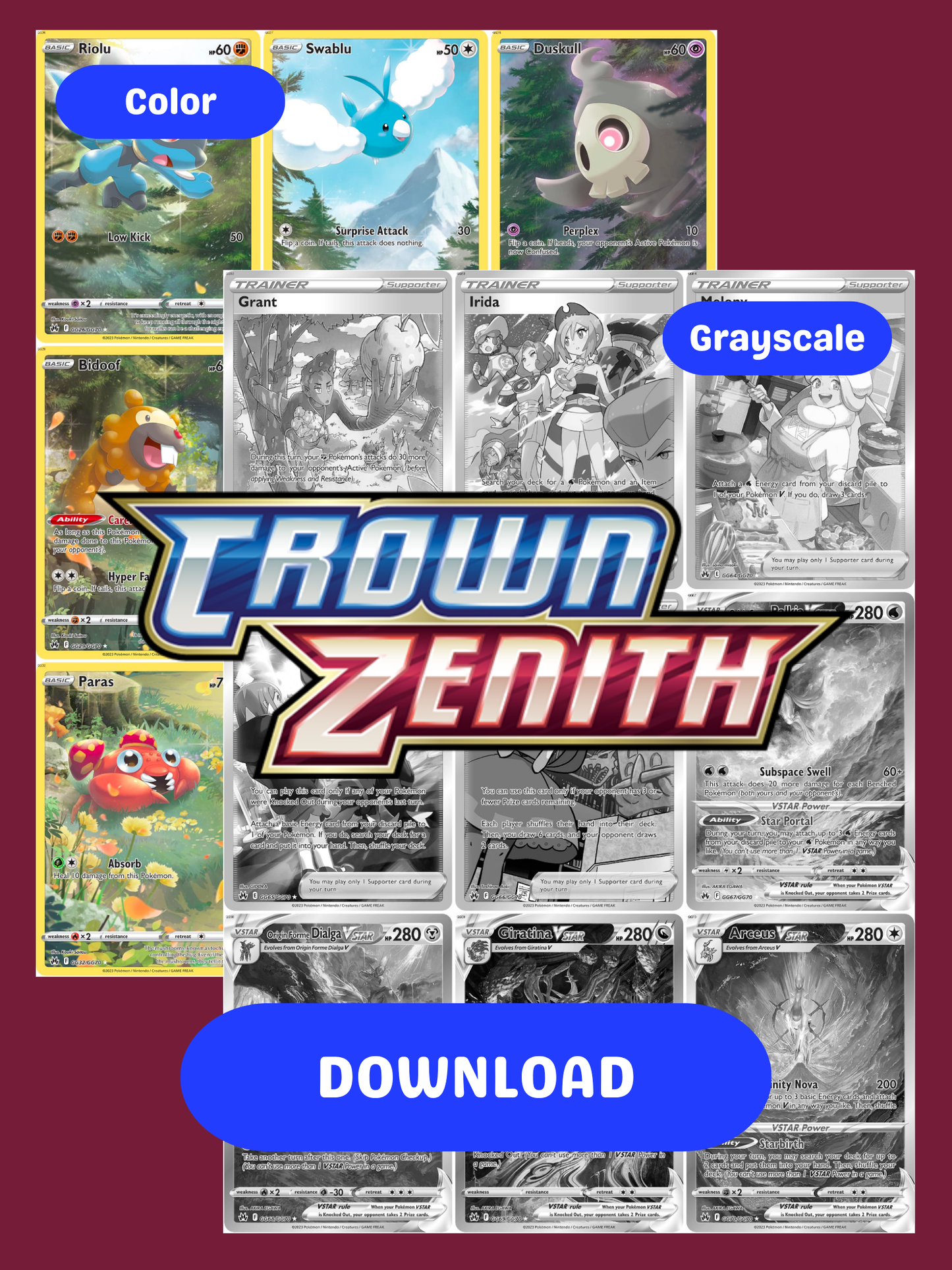 Sword & Shield: Crown Zenith Printable Master and Complete Set Binder Placeholders + Checklist (Digital Download)