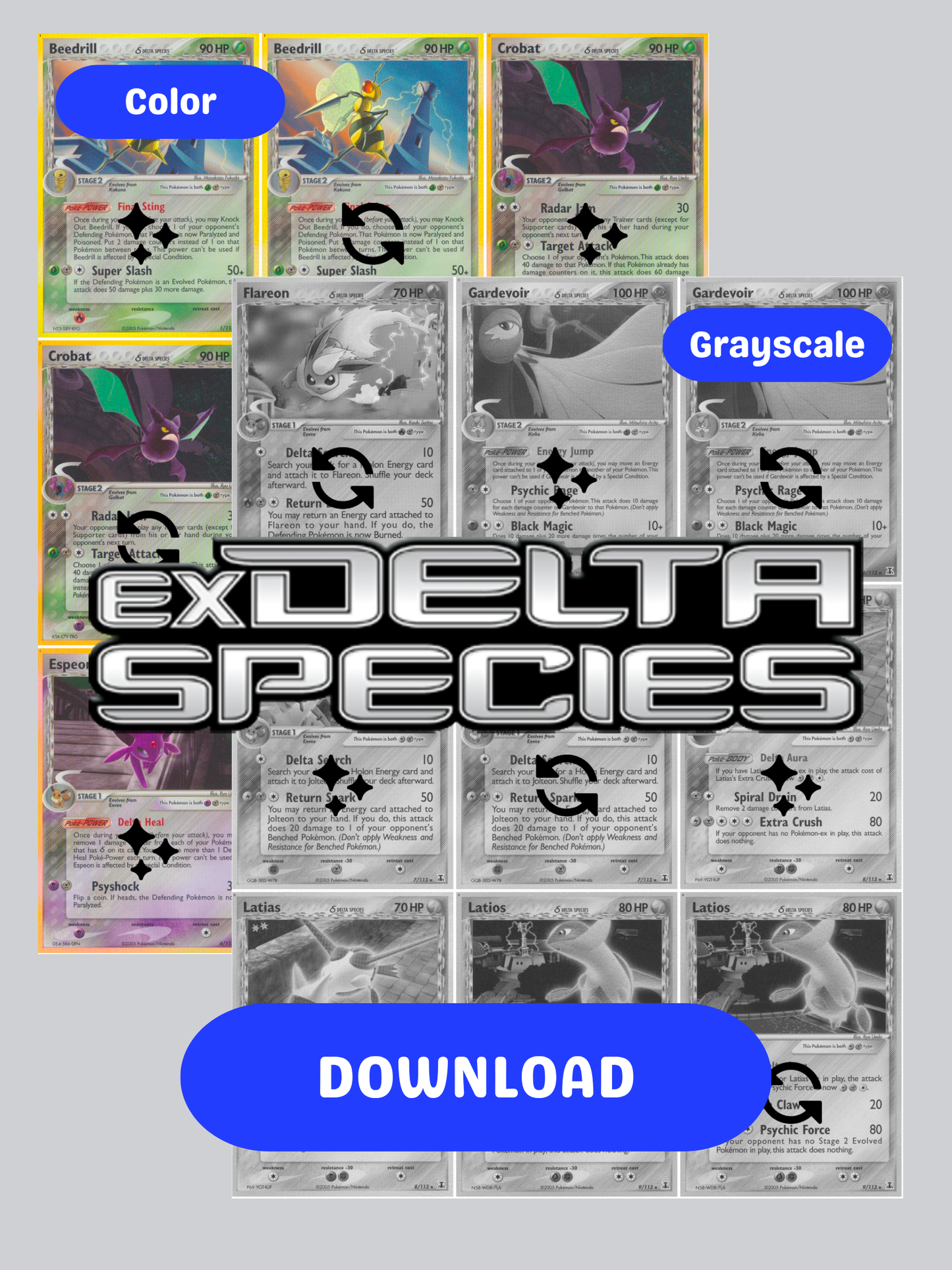 EX: Delta Species Printable Master and Complete Set Binder Placeholders + Checklist (Digital Download)