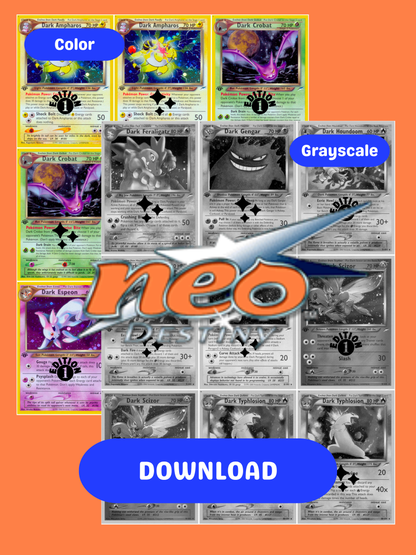 Neo: Destiny Printable Master and Complete Set Binder Placeholders + Checklist (Digital Download)