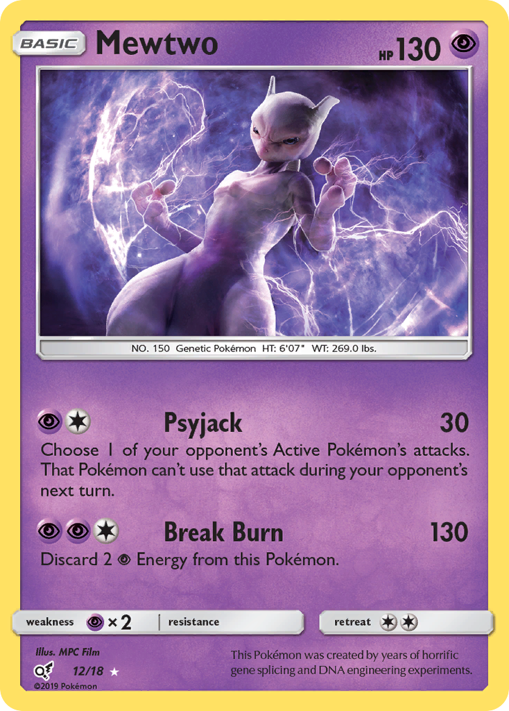 Mewtwo Pokémon Card 012/018 from Detective Pikachu