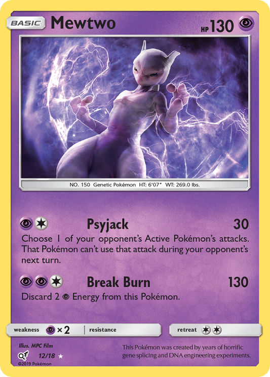Mewtwo Pokémon Card 012/018 from Detective Pikachu