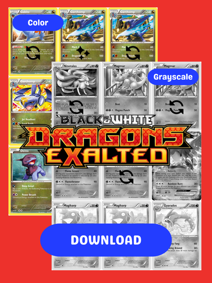 Black & White: Dragons Exalted Printable Master and Complete Set Binder Placeholders + Checklist (Digital Download)