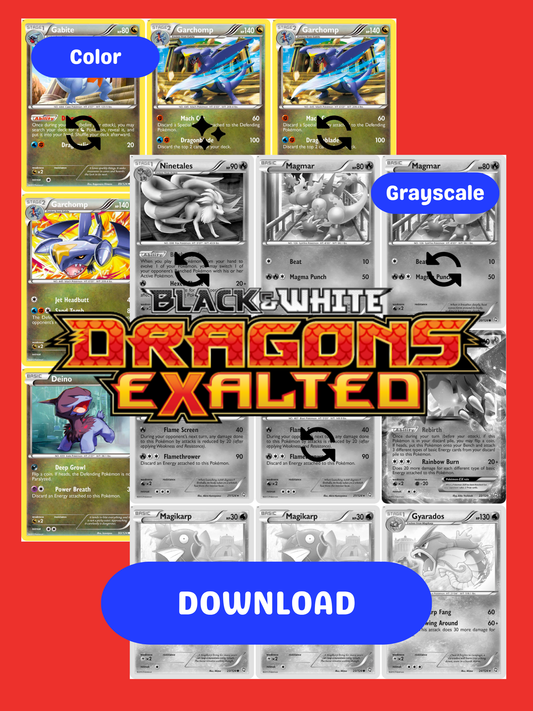 Black & White: Dragons Exalted Printable Master and Complete Set Binder Placeholders + Checklist (Digital Download)