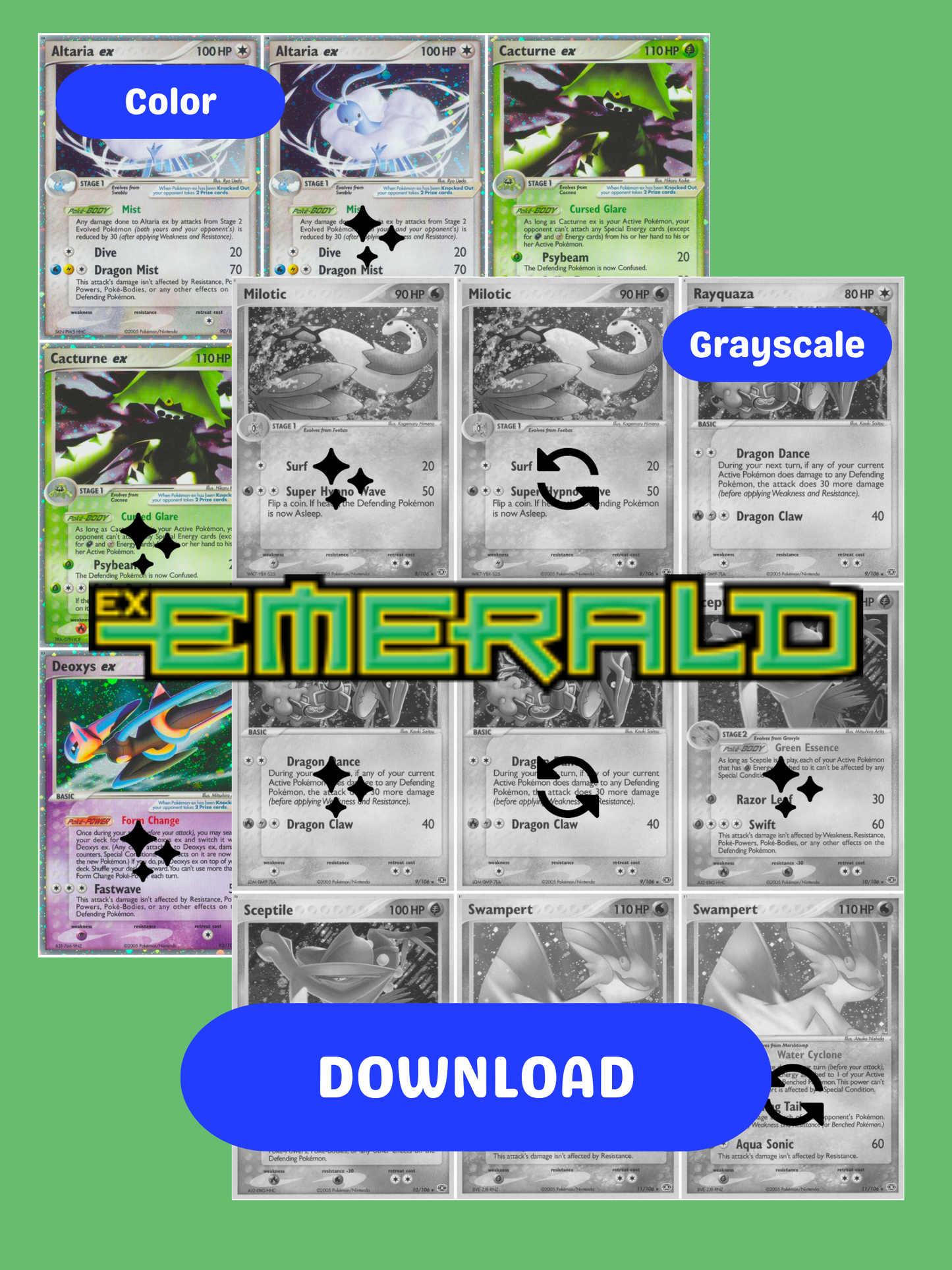 EX: Emerald Printable Master and Complete Set Binder Placeholders + Checklist (Digital Download)