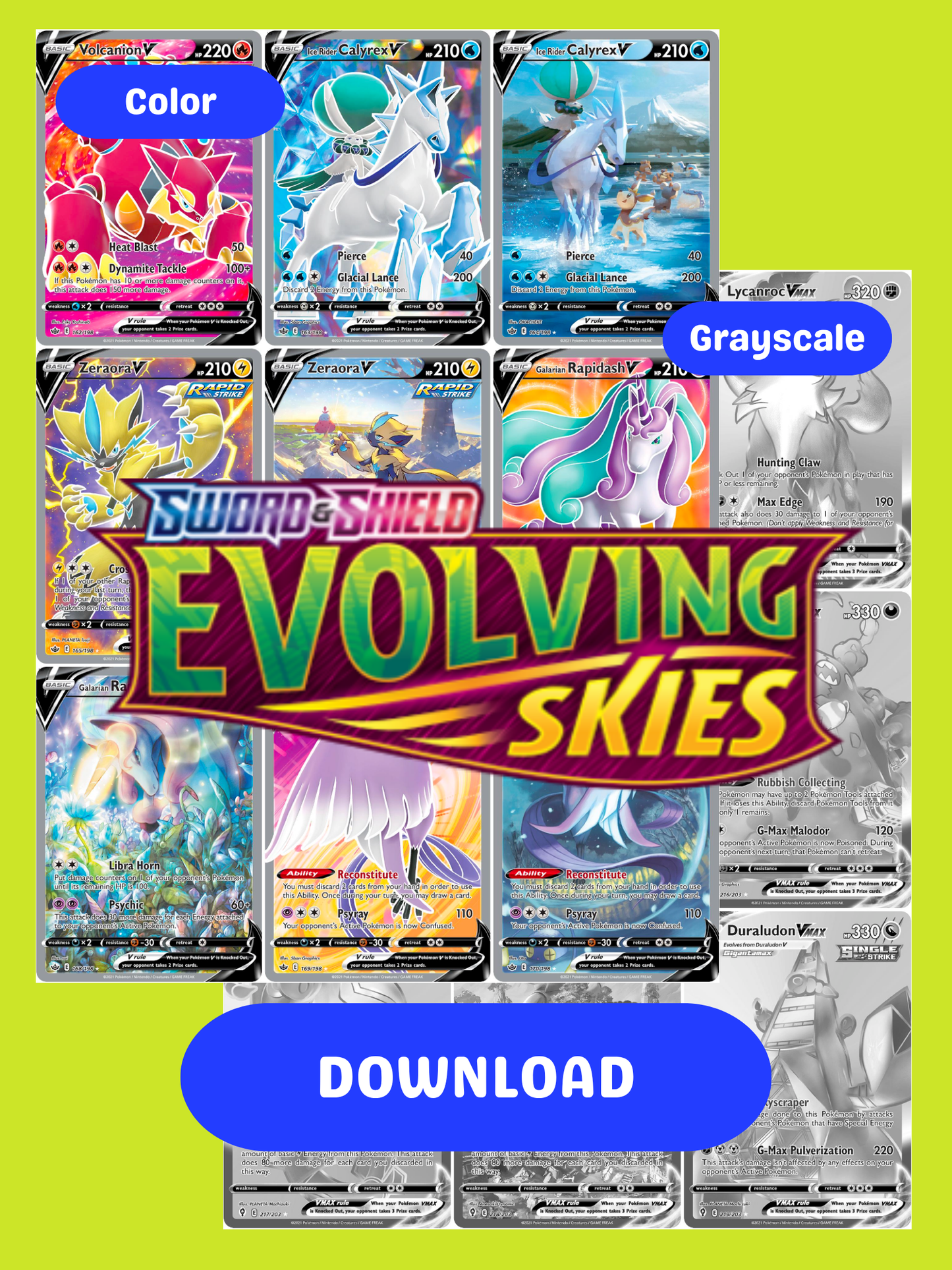Sword & Shield: Evolving Skies Printable Master and Complete Set Binder Placeholders + Checklist (Digital Download)