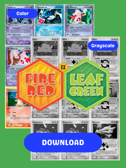 EX: FireRed & LeafGreen Printable Master and Complete Set Binder Placeholders + Checklist (Digital Download)