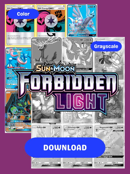 Sun & Moon: Forbidden Light Printable Master and Complete Set Binder Placeholders + Checklist (Digital Download)