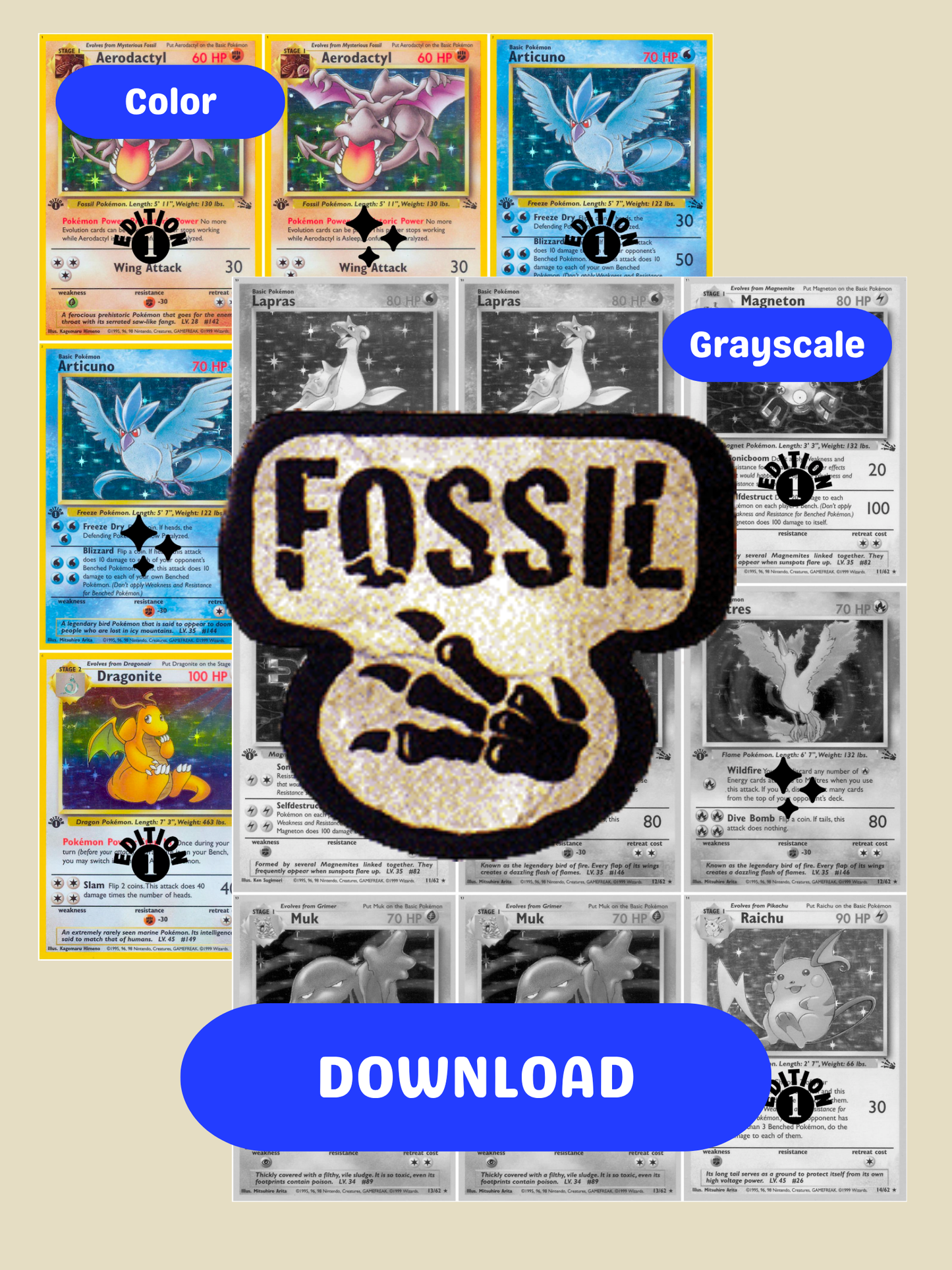 Base: Fossil Printable Master and Complete Set Binder Placeholders + Checklist (Digital Download)