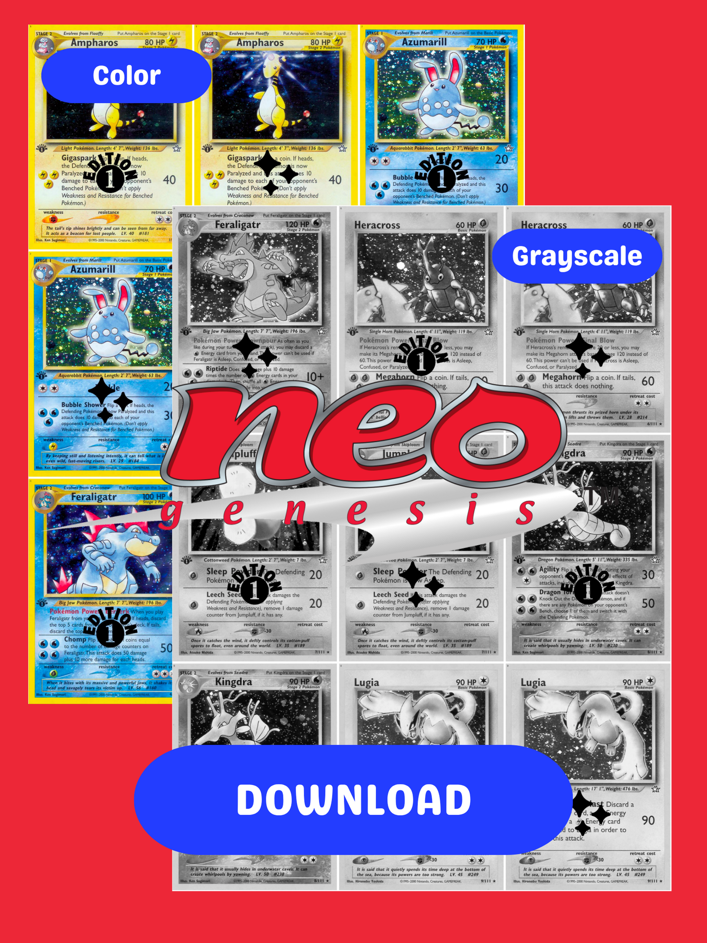 Neo: Genesis Printable Master and Complete Set Binder Placeholders + Checklist (Digital Download)