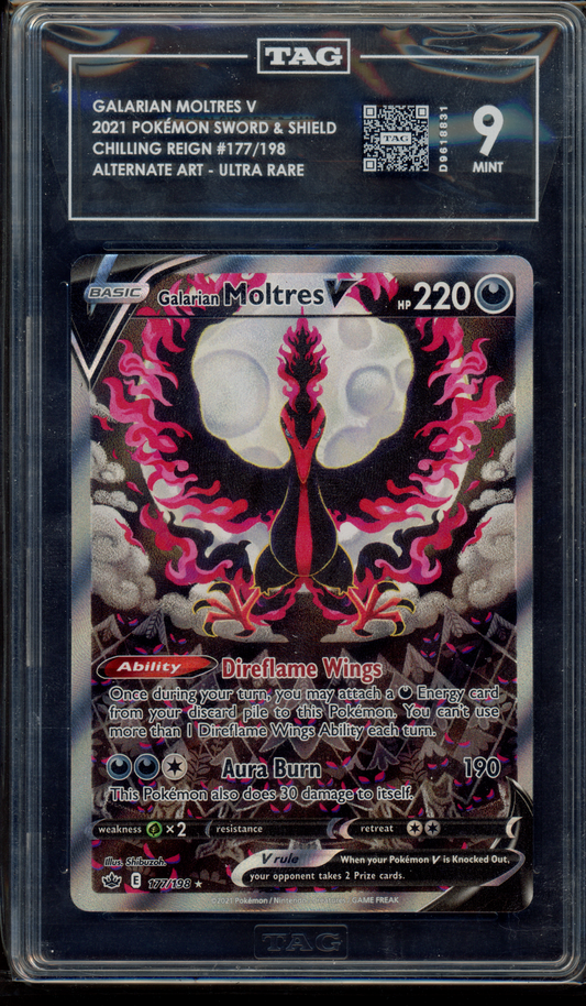 177/198 - Galarian Moltres V – Chilling Reign – Rare Ultra (Graded)