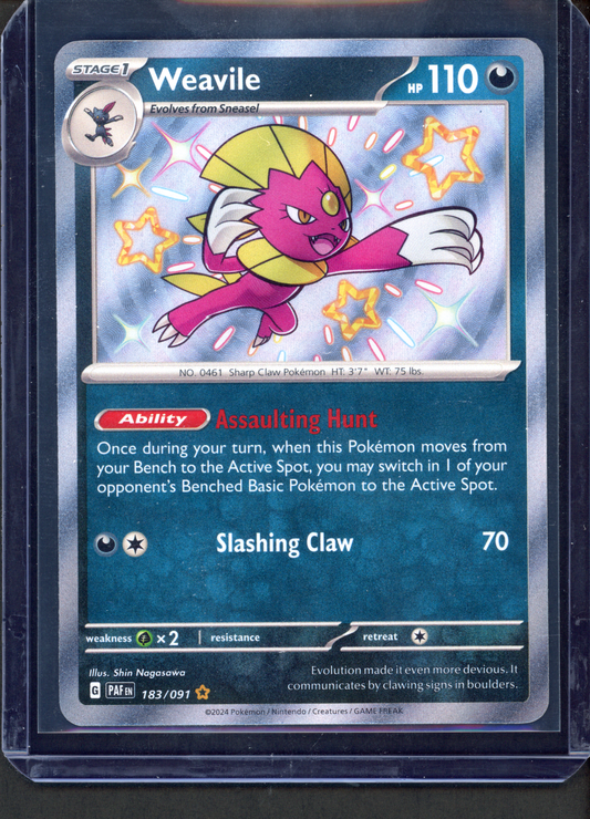 183/091 - Weavile – Paldean Fates – Shiny Rare