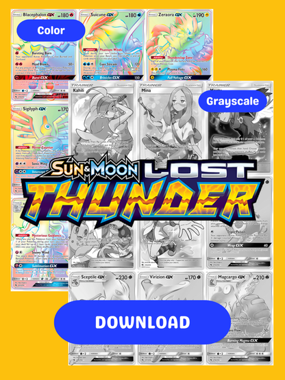 Sun & Moon: Lost Thunder Printable Master and Complete Set Binder Placeholders + Checklist (Digital Download)