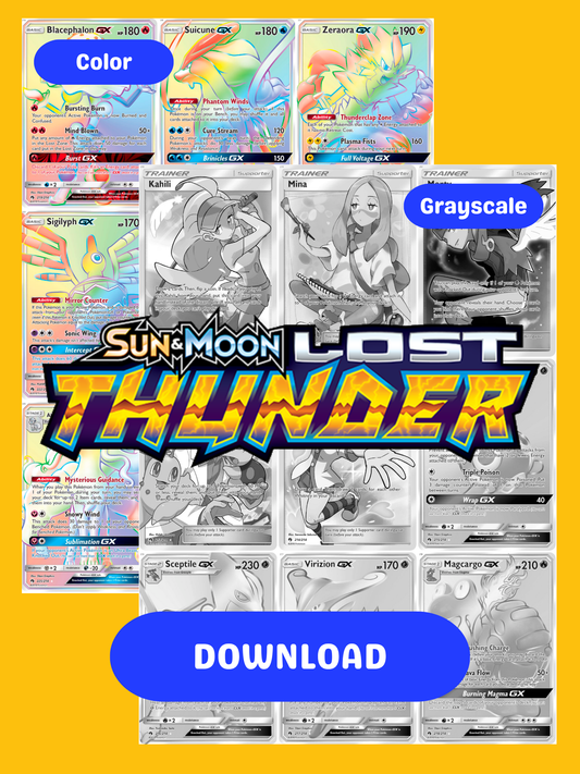 Sun & Moon: Lost Thunder Printable Master and Complete Set Binder Placeholders + Checklist (Digital Download)