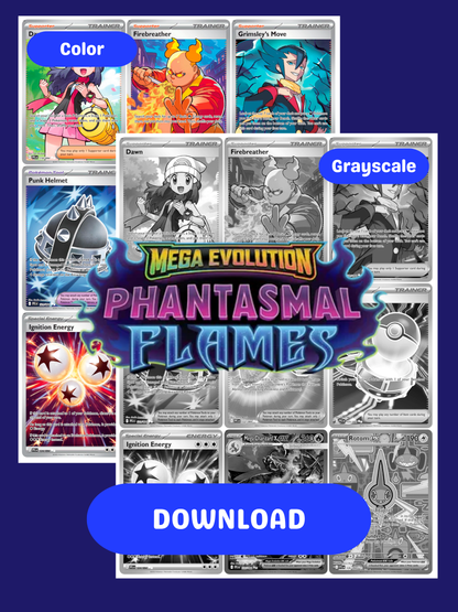 Mega Evolution: Phantasmal Flames Set Printable Master and Complete Set Binder Placeholders + Checklist (Digital Download)