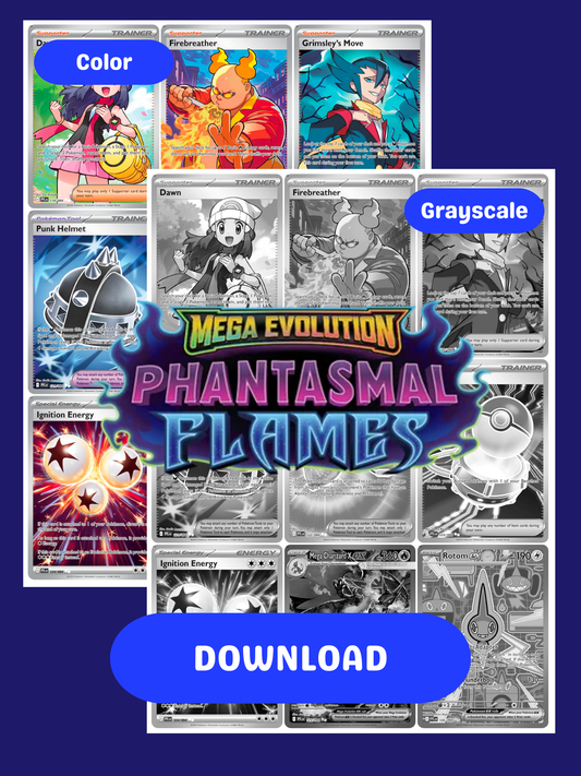 Mega Evolution: Phantasmal Flames Set Printable Master and Complete Set Binder Placeholders + Checklist (Digital Download)