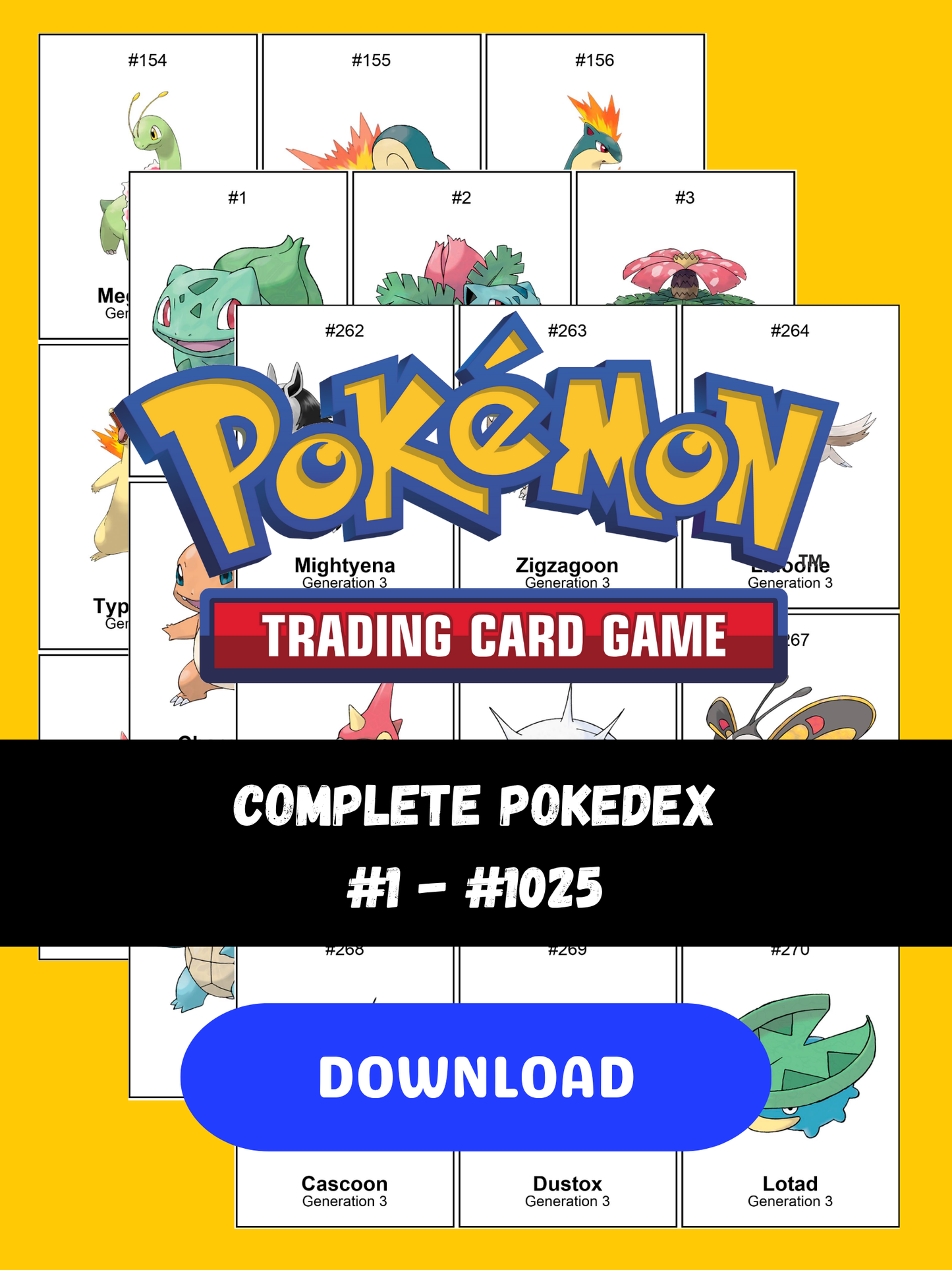 Pokémon National Pokédex 1025: Printable Binder Pages & Placeholders