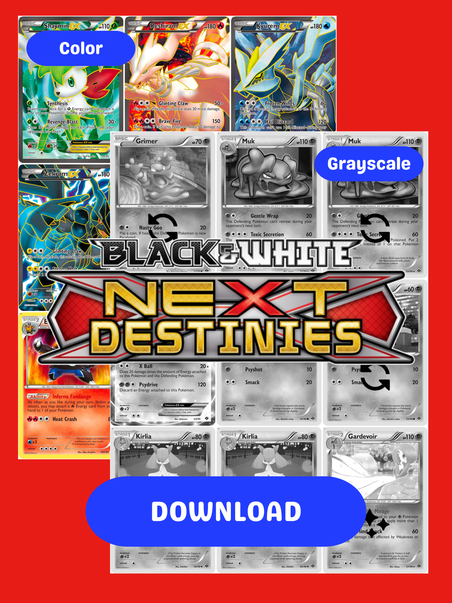 Black & White: Next Destinies Printable Master and Complete Set Binder Placeholders + Checklist (Digital Download)