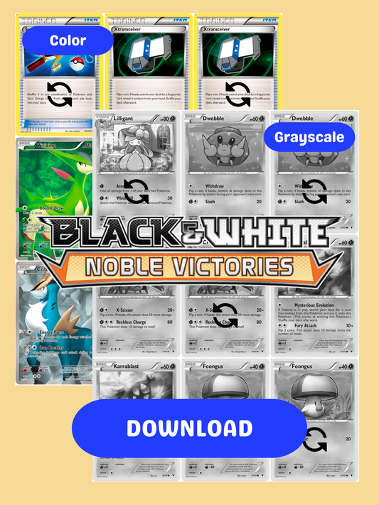 Black & White: Noble Victories Printable Master and Complete Set Binder Placeholders + Checklist (Digital Download)