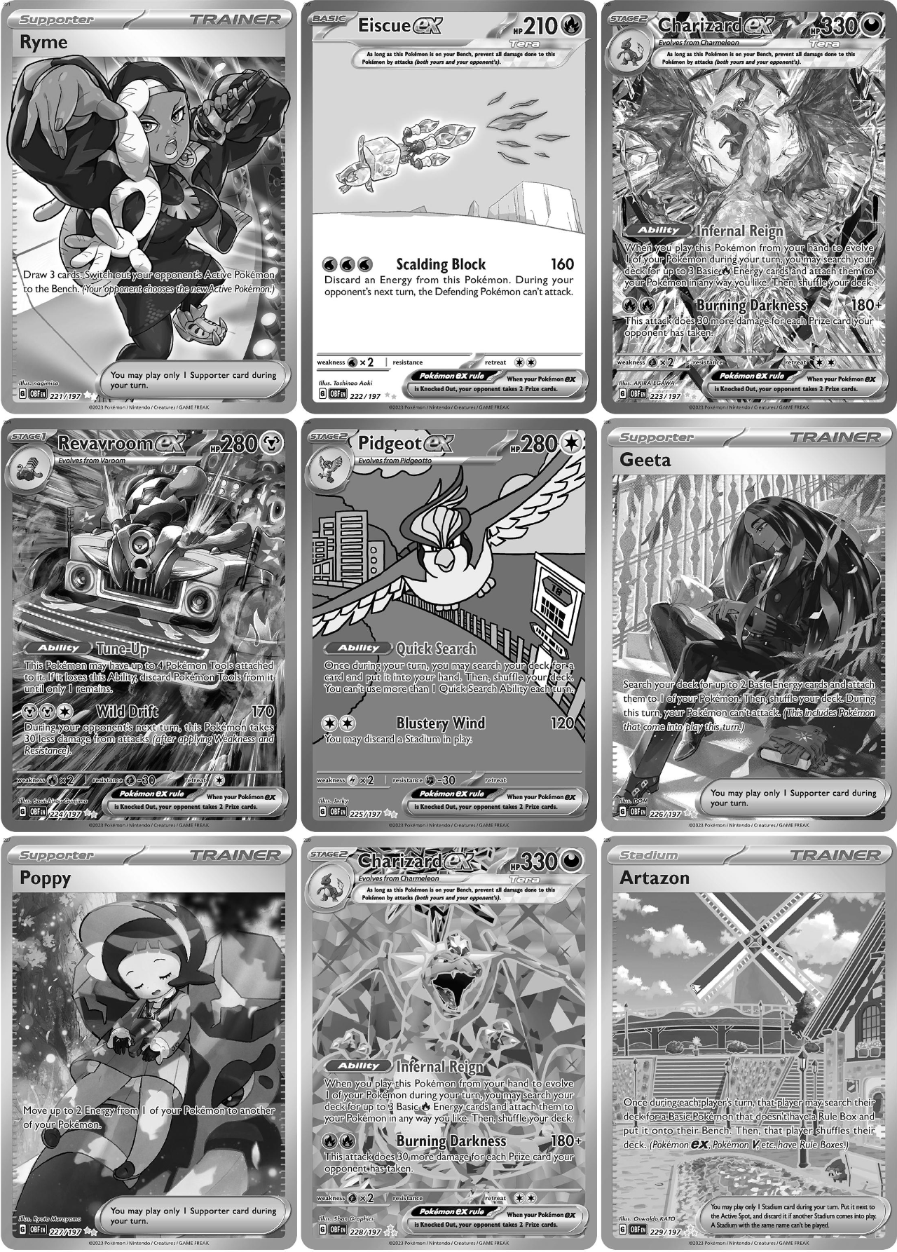 Scarlet & Violet: Obsidian Flames Printable Master and Complete Set Binder Placeholders + Checklist (Digital Download)