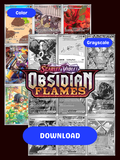 Scarlet & Violet: Obsidian Flames Printable Master and Complete Set Binder Placeholders + Checklist (Digital Download)