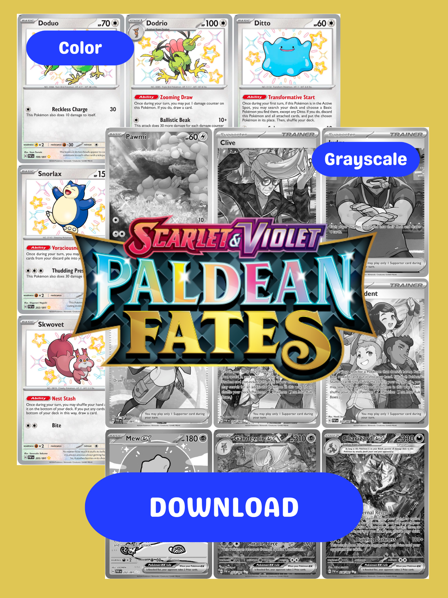 Scarlet & Violet: Paldean Fates Printable Master and Complete Set Binder Placeholders + Checklist (Digital Download)