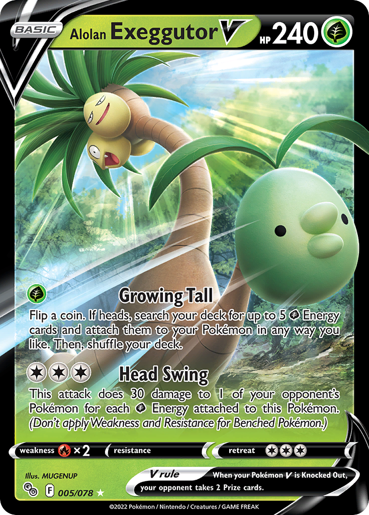 Alolan Exeggutor V Pokémon Card 005/078 from Pokémon GO