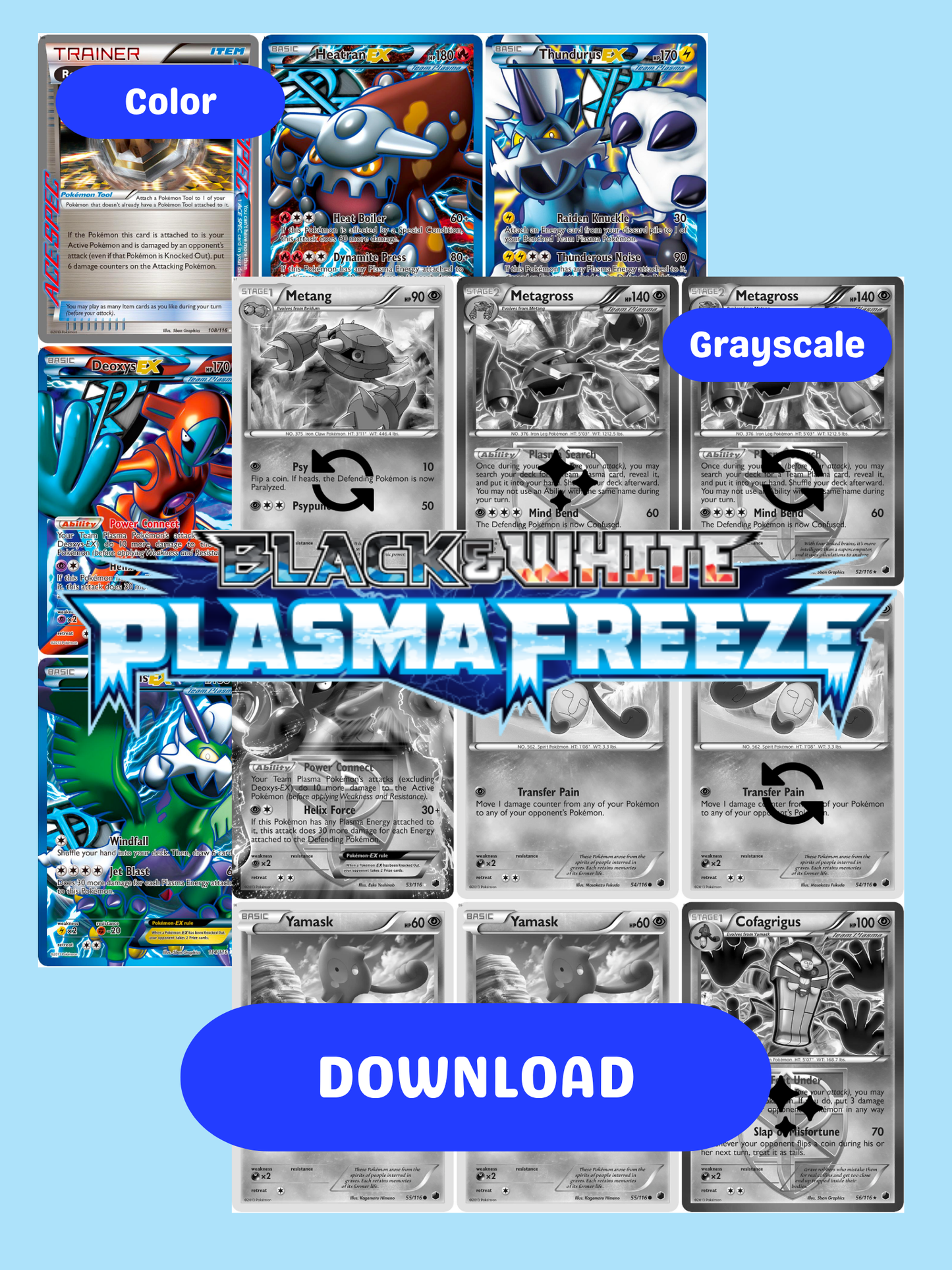 Black & White: Plasma Freeze Printable Master and Complete Set Binder Placeholders + Checklist (Digital Download)