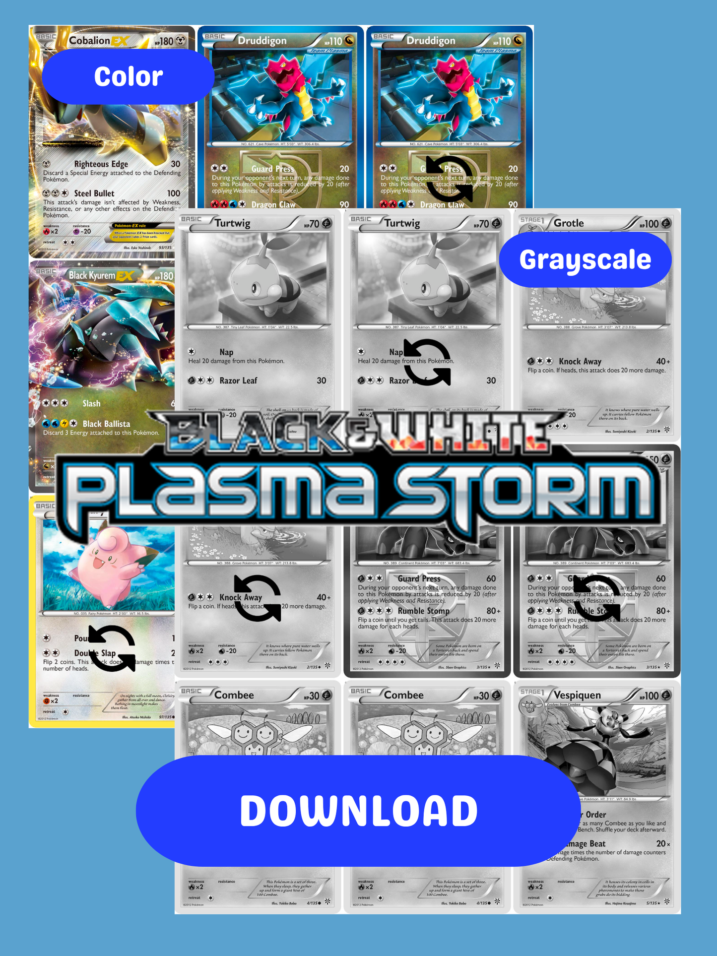 Black & White: Plasma Storm Printable Master and Complete Set Binder Placeholders + Checklist (Digital Download)