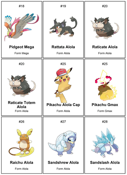 Pokémon National Pokédex Add-On: Regional Forms & Evolutions Printable Binder Pages