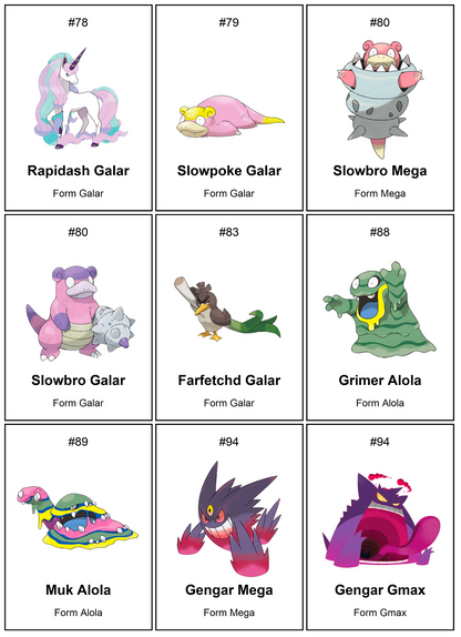 Pokémon National Pokédex Add-On: Regional Forms & Evolutions Printable Binder Pages
