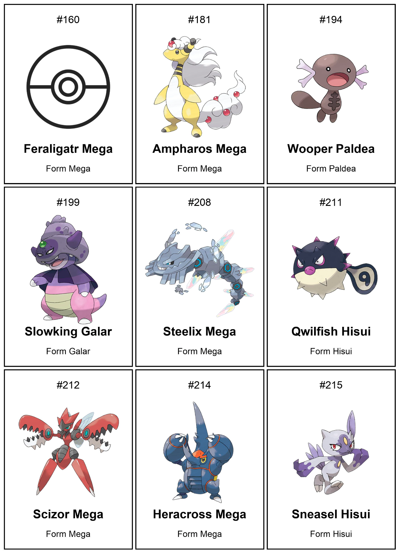 Pokémon National Pokédex Add-On: Regional Forms & Evolutions Printable Binder Pages