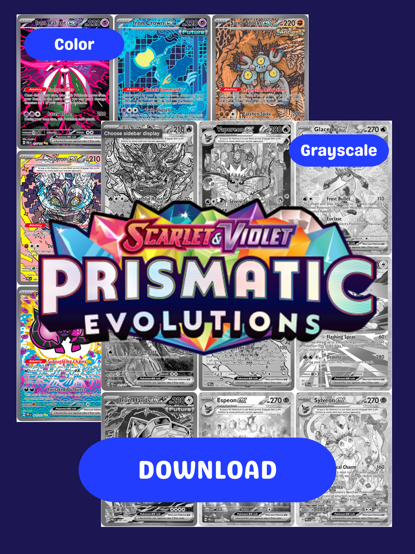 Scarlet & Violet: Prismatic Evolutions Printable Master and Complete Set Binder Placeholders + Checklist (Digital Download)