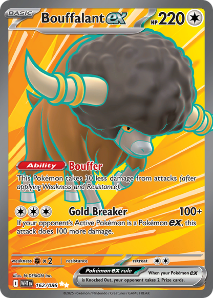 Bouffalant ex Pokémon Card 162/086 from White Flare